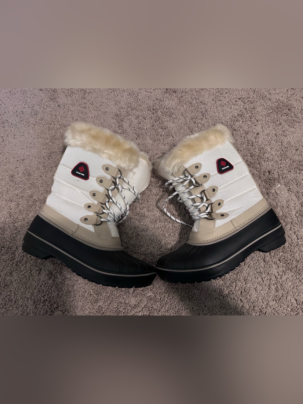 Dream Pairs Women's Winter Snow Boots - Beige/Whi